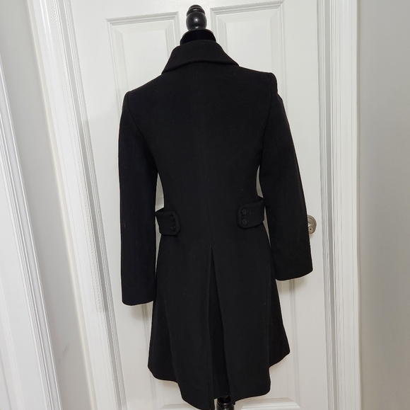 Via Spiga Black Wool and Cashmere Blend Hidden Button Coat - Picture 2 of 7